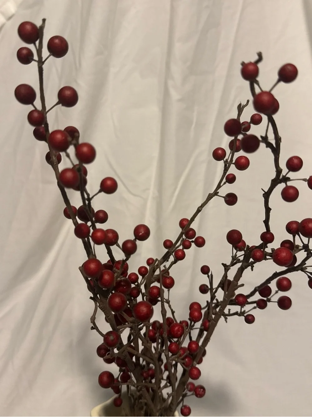 Threshold Cream Ceramic Vase with Red Berry Branches -